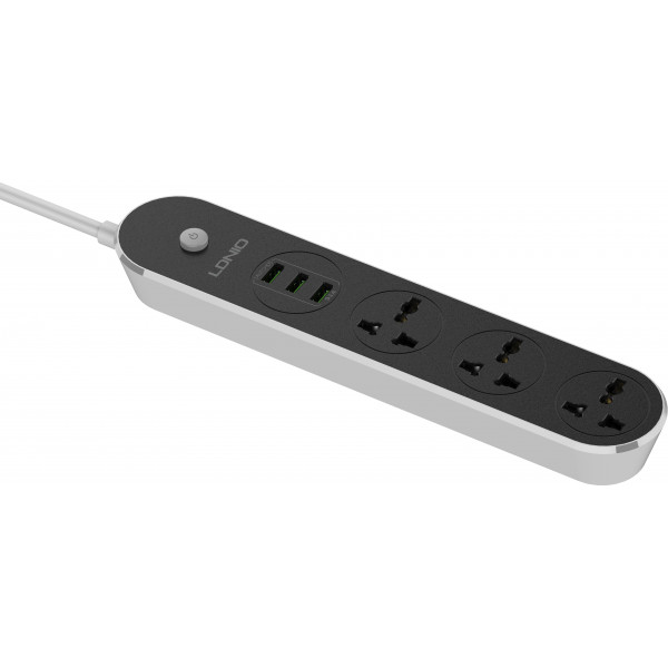 Фото - Сетевой фильтр Ldnio 3 р 3 USB 2 m Black/White (SC3301)