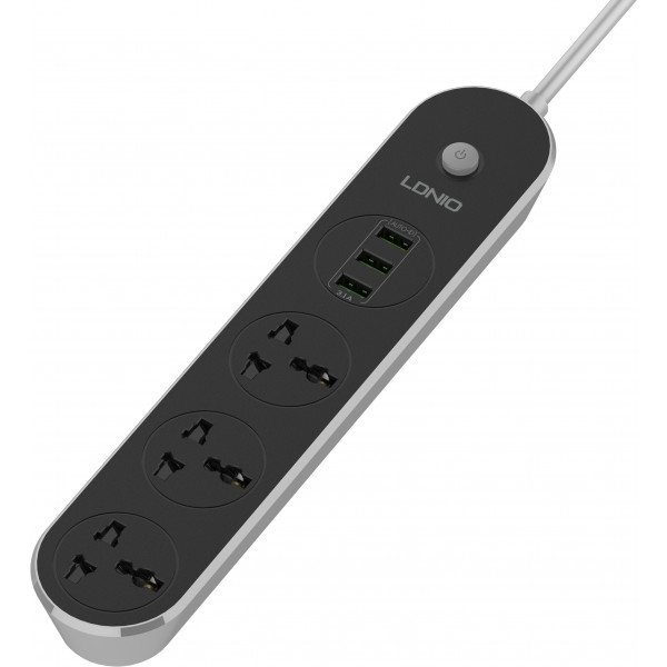 Фото - Сетевой фильтр Ldnio 3 р 3 USB 2 m Black/White (SC3301)