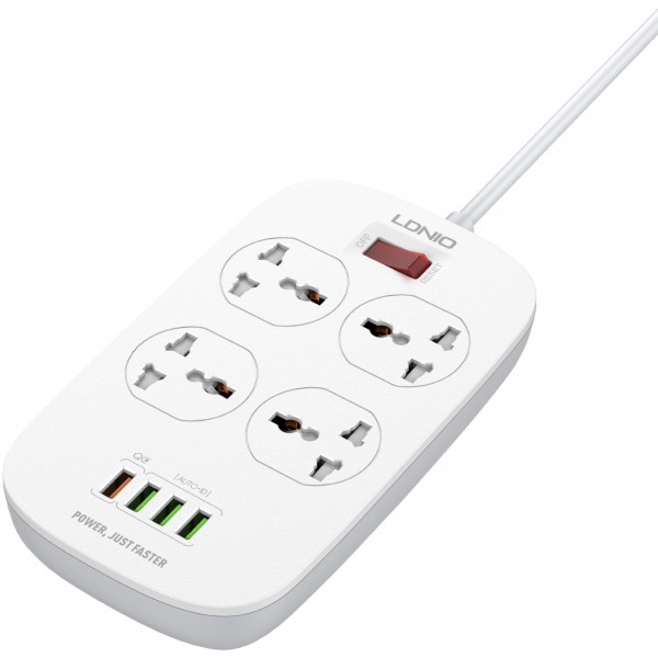 Фото - Сетевой фильтр Ldnio 4 р 4 USB + 1 QC 3.0 3.4 A 2 m White (SC4407Q)
