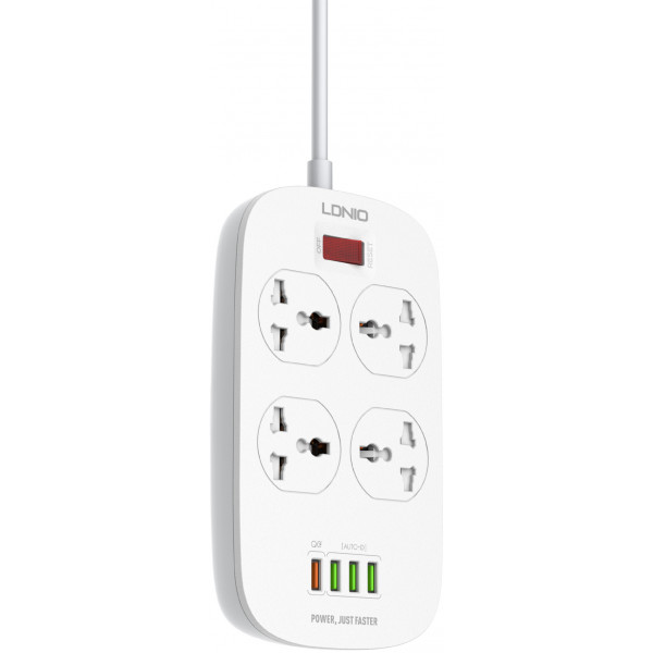 Фото - Сетевой фильтр Ldnio 4 р 4 USB + 1 QC 3.0 3.4 A 2 m White (SC4407Q)