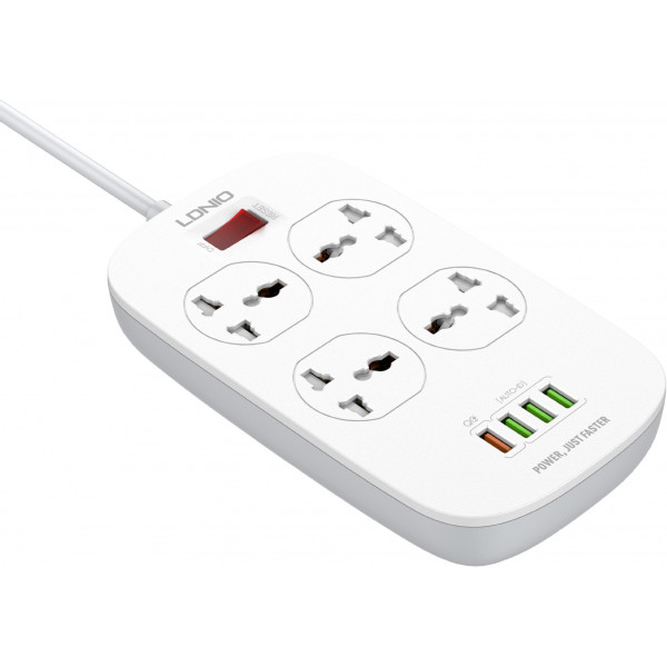 Фото - Сетевой фильтр Ldnio 4 р 4 USB + 1 QC 3.0 3.4 A 2 m White (SC4407Q)