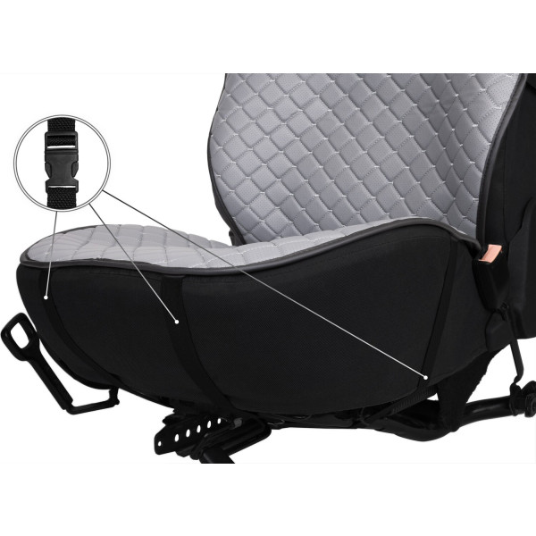 Фото - Накидка на сиденье автомобиля EVAtech ECO серая с серой нитью, черный кант SCASGGB