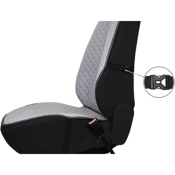 Фото - Накидка на сиденье автомобиля EVAtech ECO серая с серой нитью, черный кант SCASGGB