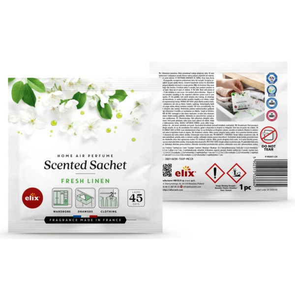 Фото - Ароматическое саше Elix Fresh Linen для ящиков шкафа до 45 дней аромата (5907100190073)