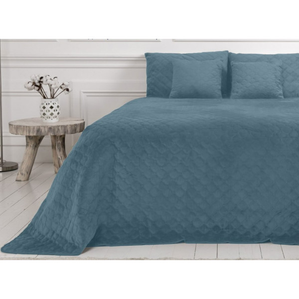 Фото - Покрывало двуспальное ТЕП Velour 180х240 см Синий/Ромб круглый (4-00516_22873)