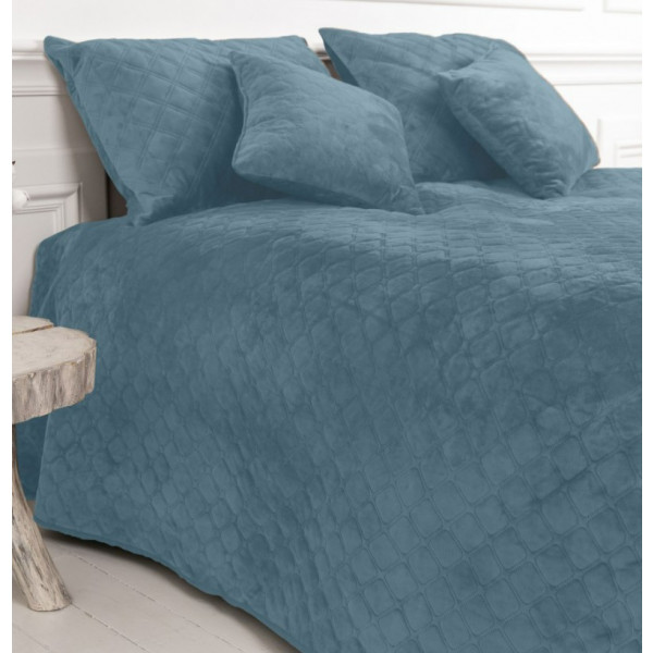 Фото - Покрывало двуспальное ТЕП Velour 240x260 см Синий/Ромб круглый (4-00518_22875)