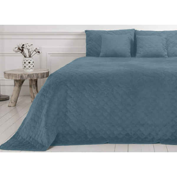 Фото - Покрывало двуспальное ТЕП Velour 240x260 см Синий/Ромб круглый (4-00518_22875)