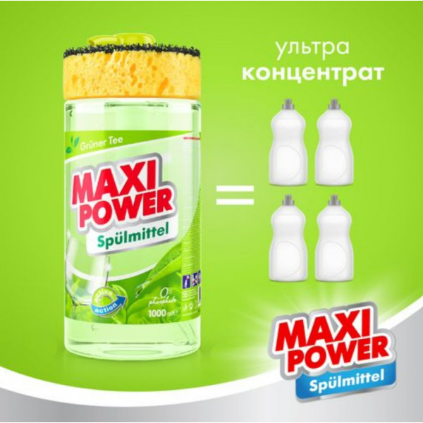 Фото - Средство для ручного мытья посуды Maxi Power Зеленый чай 1 л (4823098411789)