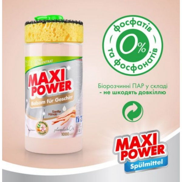 Фото - Средство для ручного мытья посуды Maxi Power Миндаль 1 л (4823098402800)