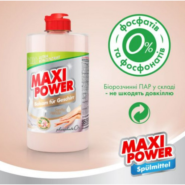 Фото - Средство для ручного мытья посуды Maxi Power Миндаль 500 мл (4823098412120)