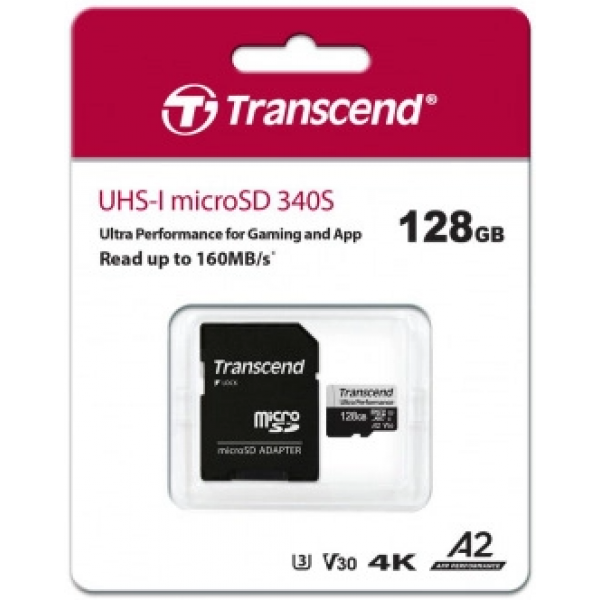 Фото - Карта памяти Transcend 128GB microSDXC C10 UHS-I U3 A2 R160/W125MB/s + SD (TS128GUSD340S)