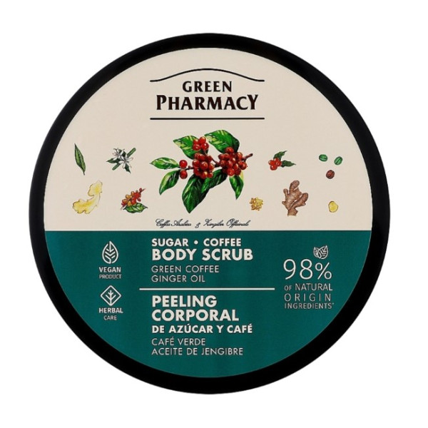 Фото - Скраб для тела Green Pharmacy 200 мл сахарно-кофейный Зеленый кофе и имбирное масло (4823015945380)