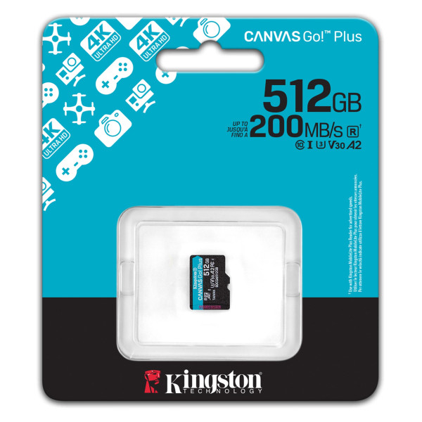 Фото - Карта памяти Kingston MicroSDXC 512GB Canvas Go! Plus G4 Class 10 UHS-I U3 V30 A2 (SDCG4/512GBSP)