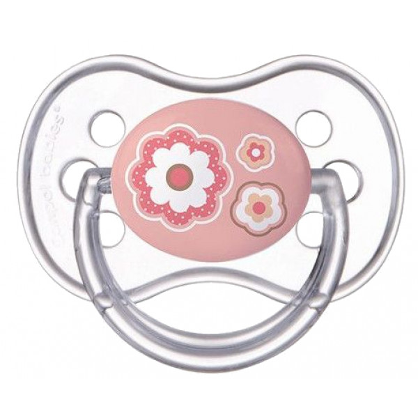 Фото - Симметричная пустышка Canpol babies Newborn baby Силиконовая 18+ мес., розовые цветы, 1 шт. (22/582_pin)