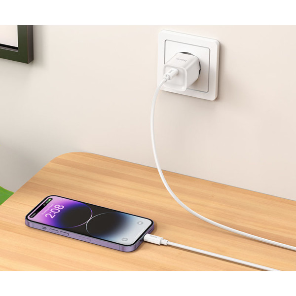 Фото - Сетевое зарядное устройство HOCO C146A PD20W charger set (C to iP) (EU) White (6942007630252)