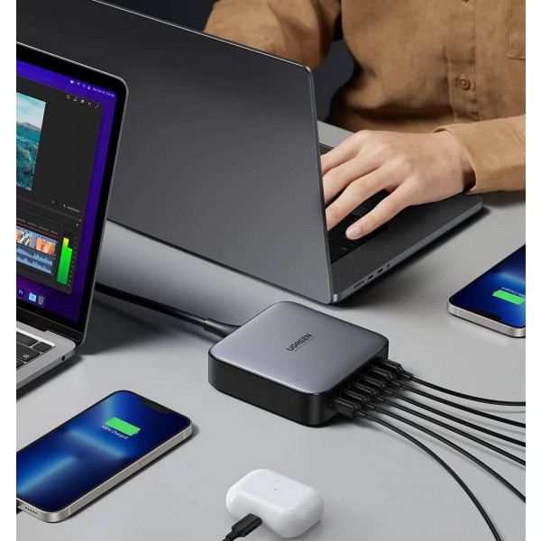 Фото - Сетевое зарядное устройство UGREEN CD271 6xUSB 200W GaN 4хUSB-C+2xUSB-A (40914)