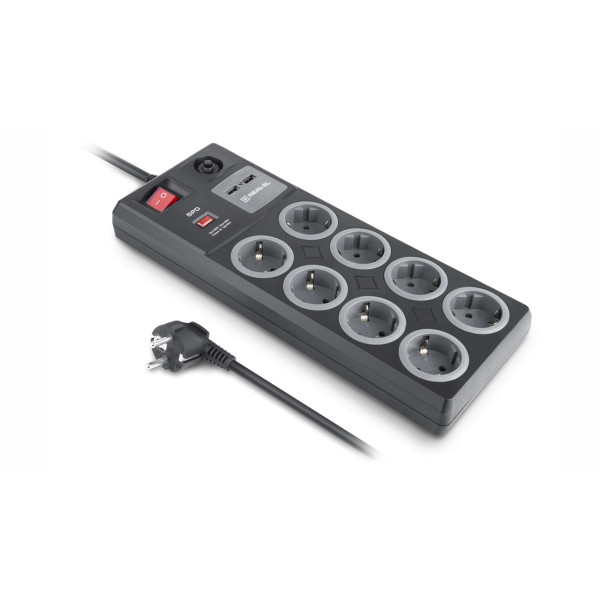 Фото - Сетевой фильтр REAL-EL RS-8F CHARGE (8 роз, 2 USB, 3 м) 16А