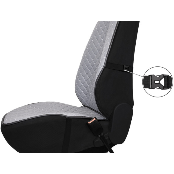 Фото - Комплект накидок на сиденье автомобиля EVAtech ECO серый с серой нитью, черный кант SETSCASGGB