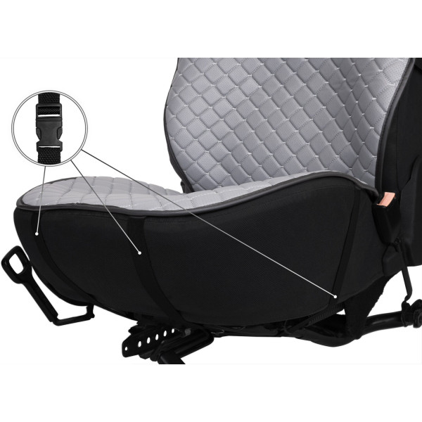 Фото - Комплект накидок на сиденье автомобиля EVAtech ECO серый с серой нитью, черный кант SETSCASGGB