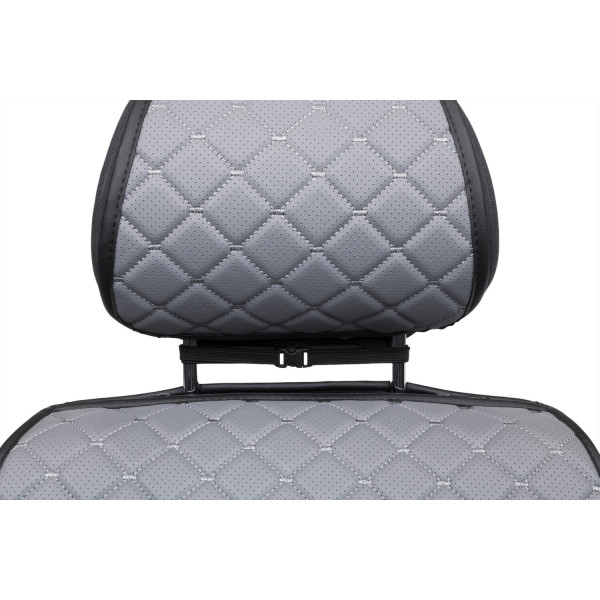 Фото - Комплект накидок на сиденье автомобиля EVAtech ECO серый с серой нитью, черный кант SETSCASGGB