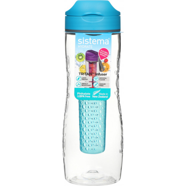 Фото - Бутылка для воды Sistema 0,8 л Turquoise с диффузором (660-7) Фото - Бутылка для воды Sistema 0,8 л Turquoise с диффузором (660-7)