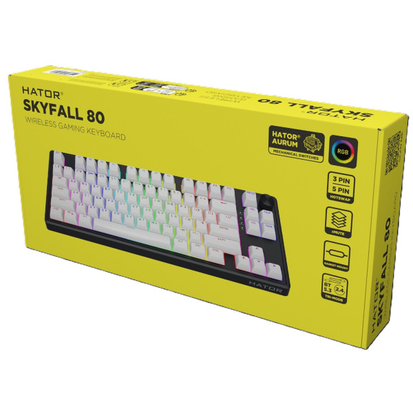 Фото - Клавиатура беспроводная игровая Hator Skyfall 80 wireless Black-White (HTK3180UA)