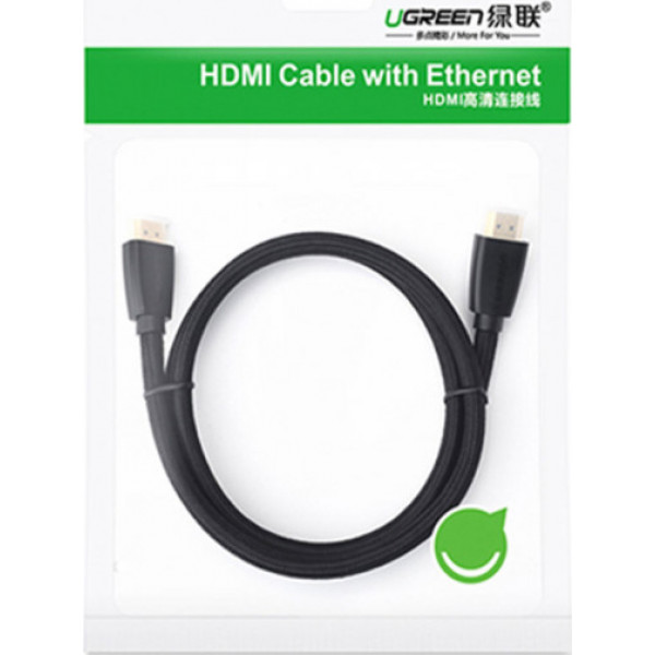 Фото - Кабель HDMI UGREEN HD118 HDMI to HDMI 2 m v2.0 UltraHD 4K-3D Braided Black (40410)
