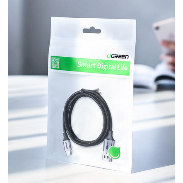 Фото - Кабель синхронизации данных UGREEN US288 USB-A 2.0 - USB Type-C Aluminium Braid, 1.5 m Black (60127)