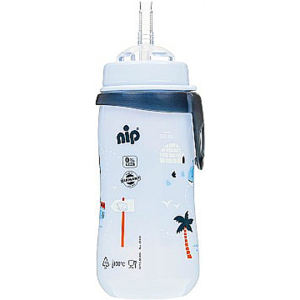 Фото - Поильник-непроливайка детский NIP РР с трубочкой Straw Cup Пингвинчики, 330 мл. (35067)