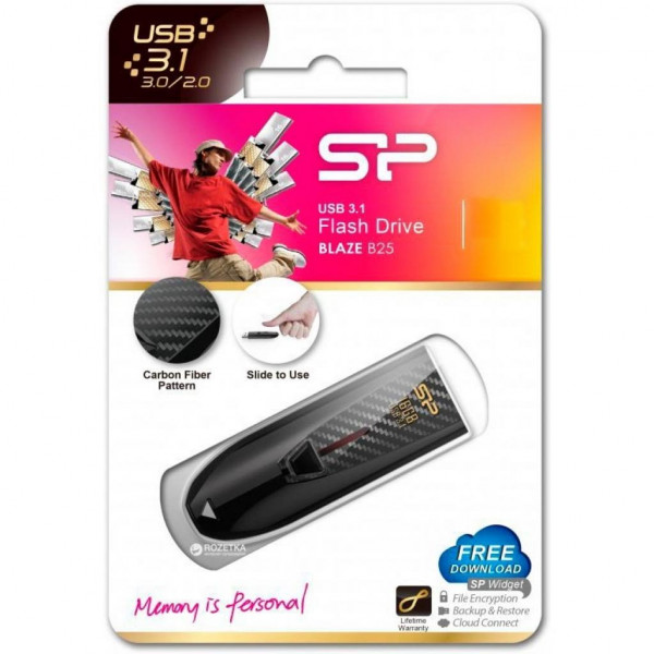 Фото - Флеш USB Silicon Power Blaze B25 256GB USB 3.0 Black (SP256GBUF3B25V1K)