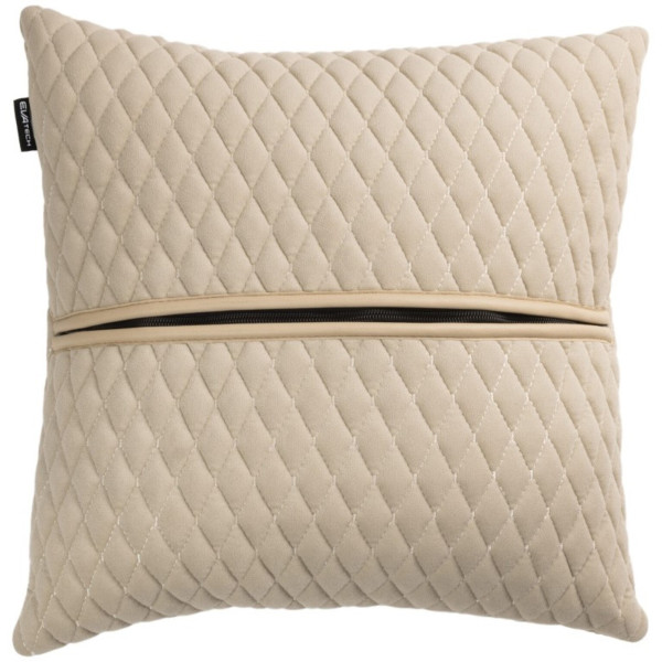 Фото - Автомобильная подушка EVAtech из алькантары 40x40 см бежевая с бежевой нитью, малый ромб SPBALMRII