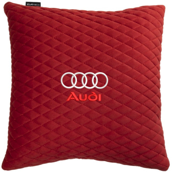 Фото - Автомобильная подушка EVAtech Audi красная с красной нитью, малый ромб SPBALMRRRV003