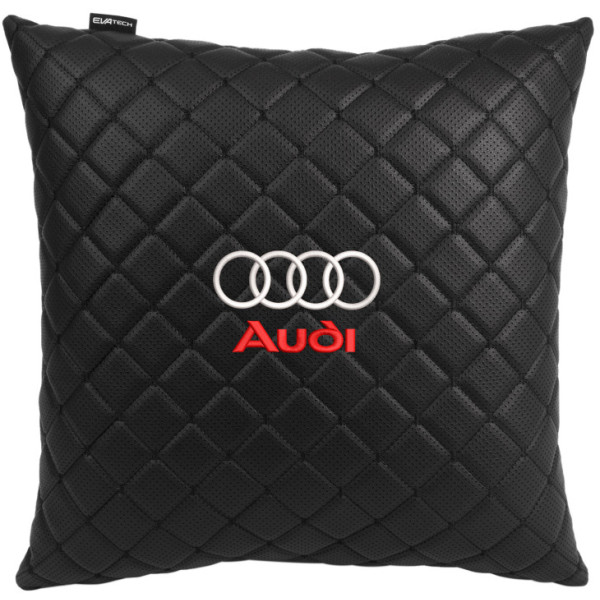 Фото - Автомобильная подушка EVAtech ECO 40x40 см Audi черная с черной нитью SPBCSBBV003