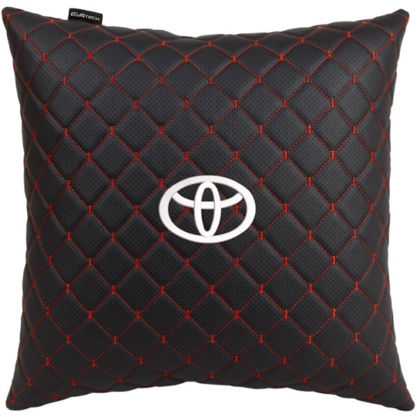 Фото - Автомобильная подушка EVAtech ECO 40x40 см Toyota черная с красной нитью SPBCSBRV030