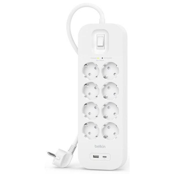 Фото - Сетевой фильтр Belkin 8хType F USB-A/USB-C 18Вт 2 м White (SRB003VF2M-V2)