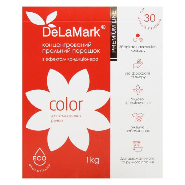 Фото - Стиральный порошок DeLaMark Premium Line Color с эффектом кондиционера 1 кг (4820152330970)