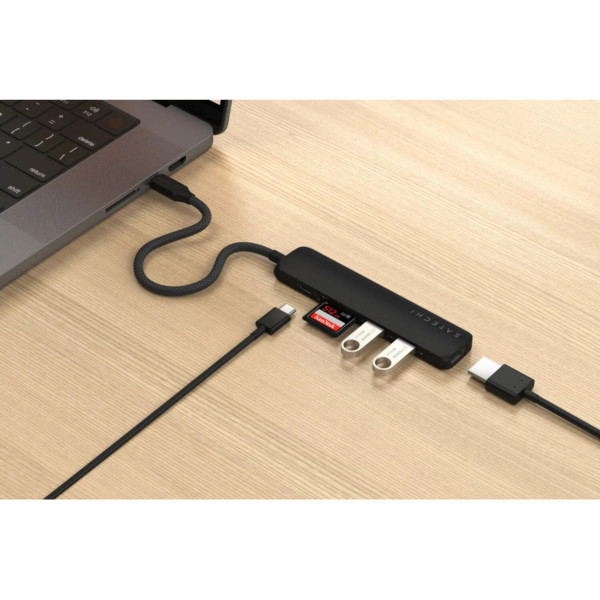 Фото - Хаб USB Satechi 6-in-1 USB-C Slim Multiport Adapter 4K Black (ST-P6SK)