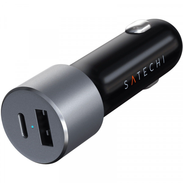Фото - Автомобильное зарядное устройство Satechi 72W Type-C PD Car Charger Space Gray (ST-TCPDCCM)