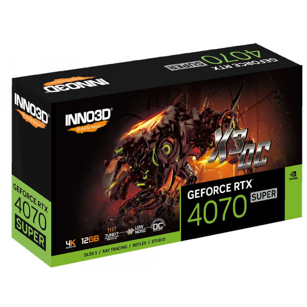 Фото - Видеокарта Inno3D GeForce RTX 4070 Super 12GB GDDR6X X3 OC (N407S3-126XX-186162L)