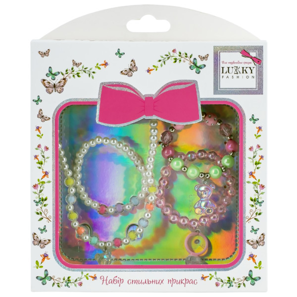 Фото - Детская бижутерия Lukky Набор жемчужных бусин с подвеской Jelly Bear, с кольцом и 3 браслетами, Fashion (T24623)