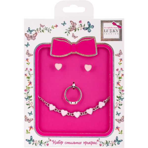 Фото - Детская бижутерия Lukky Набор Fashion Сердечки с ожерельем, серьгами и кольцами (T24688)