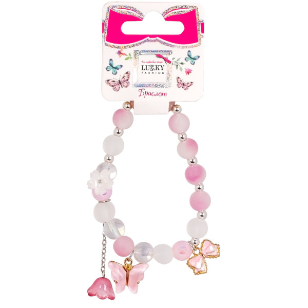Фото - Детская бижутерия Lukky Браслет Fashion розовый с тремя подвесками (T24784)