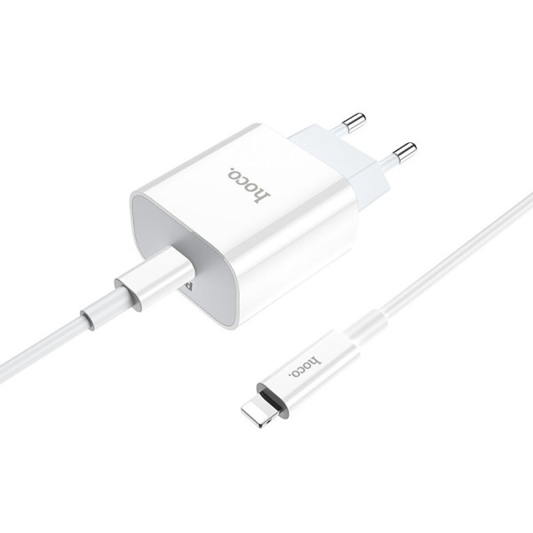 Фото - Сетевое зарядное устройство HOCO C76A Plus Speed source PD20W charger set(C to iP) White (6931474746924)