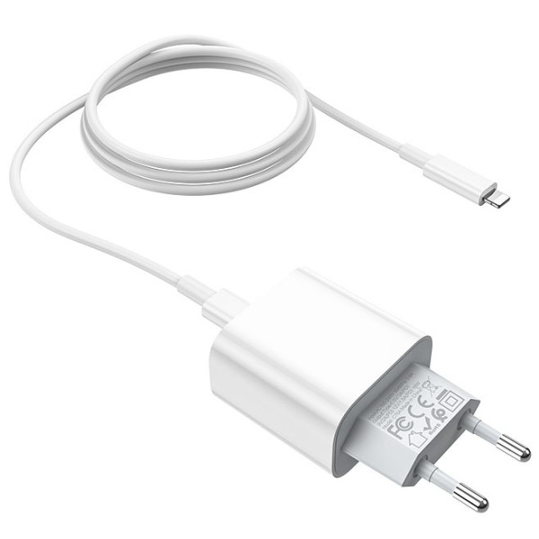 Фото - Сетевое зарядное устройство HOCO C76A Plus Speed source PD20W charger set(C to iP) White (6931474746924)