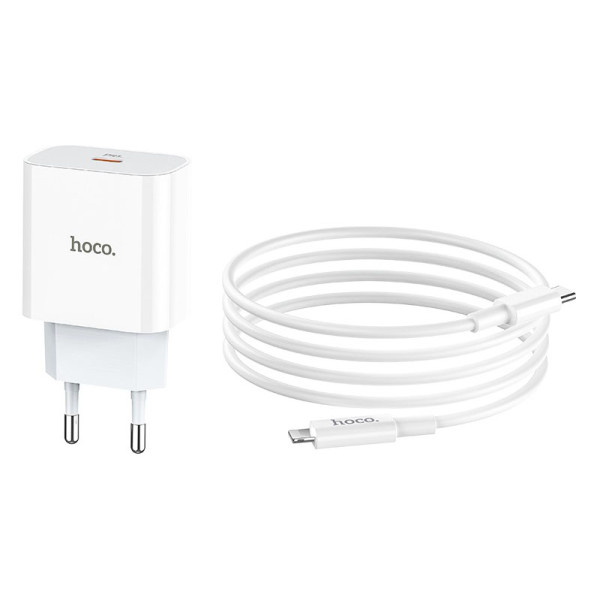 Фото - Сетевое зарядное устройство HOCO C76A Plus Speed source PD20W charger set(C to iP) White (6931474746924)