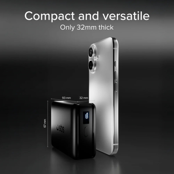 Фото - Батарея мобильная SBS High Density 20000mAh 65W PD USB-C In/Out, LCD display,Ultra Light, Black (902785)