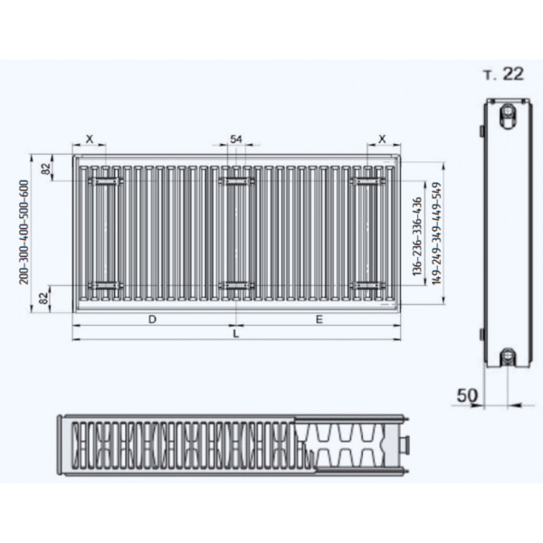 Фото - Радиатор отопления Terra Teknik 22 тип 500х1800 ниж. подключение