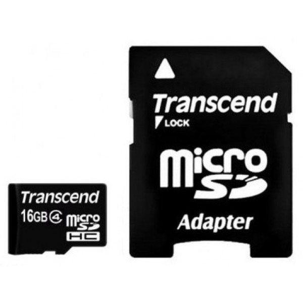 Фото - Карта памяти Transcend microSDHC 16GB Class 4+SD adapter (TS16GUSDHC4)