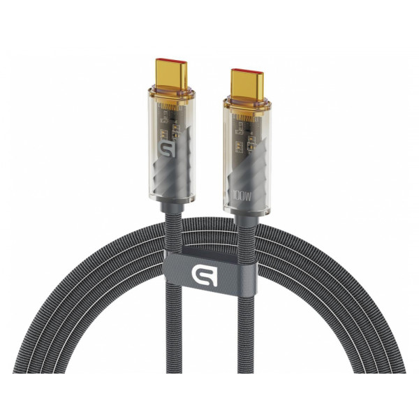 Фото - Кабель синхронизации данных Armorstandart AT-C1T USB Type-C to USB Type-C transparent 100W 1m Grey (ARM75871)
