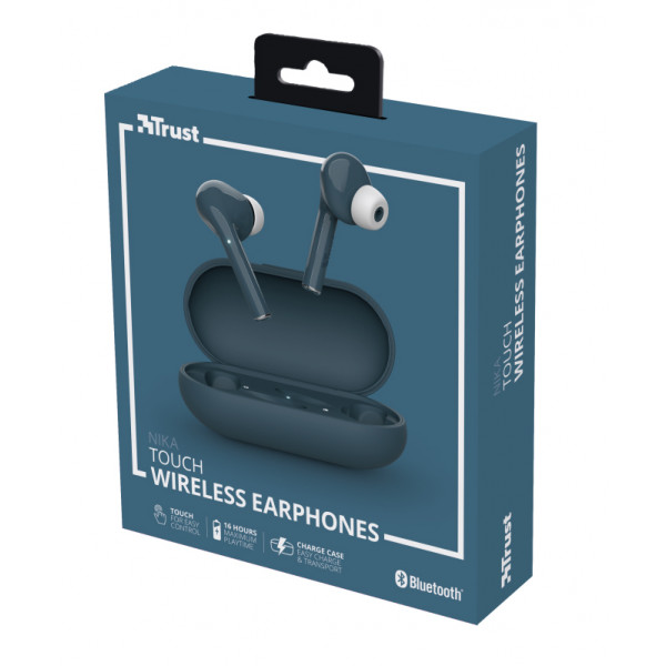 Фото - Наушники вкладыши беспроводные TWS Trust Nika Touch True Wireless Mic Blue (23702)